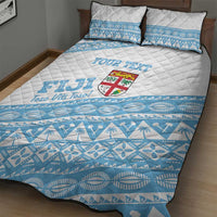 Fiji Rugby 2025 Custom Quilt Bed Set Fijian Tapa Toso Viti Toso - White