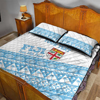 Fiji Rugby 2025 Custom Quilt Bed Set Fijian Tapa Toso Viti Toso - White