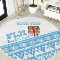 Fiji Rugby 2025 Custom Round Carpet Fijian Tapa Toso Viti Toso - White