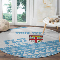Fiji Rugby 2025 Custom Round Carpet Fijian Tapa Toso Viti Toso - White