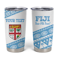 Fiji Rugby 2025 Custom Tumbler Cup Fijian Tapa Toso Viti Toso - White