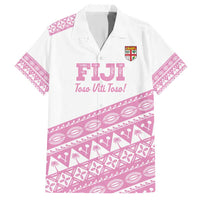 Fiji Rugby 2025 Custom Family Matching Short Sleeve Bodycon Dress and Hawaiian Shirt Fijian Tapa Toso Viti Toso - Pink