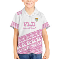 Fiji Rugby 2025 Custom Family Matching Short Sleeve Bodycon Dress and Hawaiian Shirt Fijian Tapa Toso Viti Toso - Pink