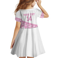 Fiji Rugby 2025 Custom Kid Short Sleeve Dress Fijian Tapa Toso Viti Toso - Pink