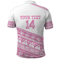 Fiji Rugby 2025 Custom Polo Shirt Fijian Tapa Toso Viti Toso - Pink