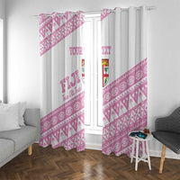 Fiji Rugby 2025 Custom Window Curtain Fijian Tapa Toso Viti Toso - Pink
