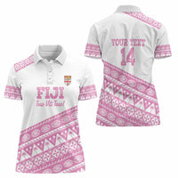 Fiji Rugby 2025 Custom Women Polo Shirt Fijian Tapa Toso Viti Toso - Pink