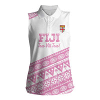 Fiji Rugby 2025 Custom Women Sleeveless Polo Shirt Fijian Tapa Toso Viti Toso - Pink