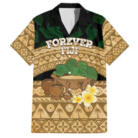 Bula Fiji Kava Bowl Family Matching Off Shoulder Short Dress and Hawaiian Shirt Fijian Tapa Cloth Vintage Vibe