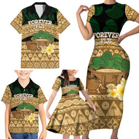 Bula Fiji Kava Bowl Family Matching Short Sleeve Bodycon Dress and Hawaiian Shirt Fijian Tapa Cloth Vintage Vibe