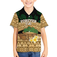 Bula Fiji Kava Bowl Family Matching Summer Maxi Dress and Hawaiian Shirt Fijian Tapa Cloth Vintage Vibe