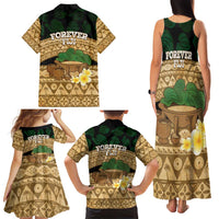 Bula Fiji Kava Bowl Family Matching Tank Maxi Dress and Hawaiian Shirt Fijian Tapa Cloth Vintage Vibe