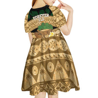 Bula Fiji Kava Bowl Kid Short Sleeve Dress Fijian Tapa Cloth Vintage Vibe