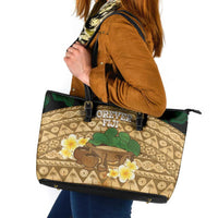 Bula Fiji Kava Bowl Leather Tote Bag Fijian Tapa Cloth Vintage Vibe