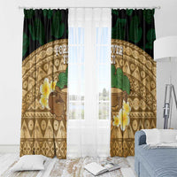 Bula Fiji Kava Bowl Window Curtain Fijian Tapa Cloth Vintage Vibe