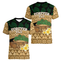 Bula Fiji Kava Bowl Women V-Neck T-Shirt Fijian Tapa Cloth Vintage Vibe