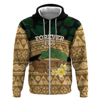 Bula Fiji Kava Bowl Zip Hoodie Fijian Tapa Cloth Vintage Vibe