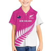 New Zealand Silver Fern Rugby Custom Family Matching Summer Maxi Dress and Hawaiian Shirt Go All Black Maori Pink Version