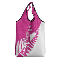 New Zealand Silver Fern Rugby Custom Grocery Bag Go All Black Maori Pink Version