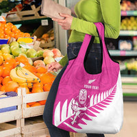 New Zealand Silver Fern Rugby Custom Grocery Bag Go All Black Maori Pink Version