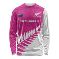 New Zealand Silver Fern Rugby Custom Long Sleeve Shirt Go All Black Maori Pink Version