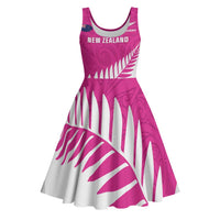 New Zealand Silver Fern Rugby Custom Midi Dress Go All Black Maori Pink Version - Polynesian Pride