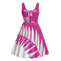 New Zealand Silver Fern Rugby Custom Midi Dress Go All Black Maori Pink Version - Polynesian Pride