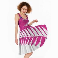 New Zealand Silver Fern Rugby Custom Midi Dress Go All Black Maori Pink Version - Polynesian Pride