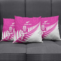 New Zealand Silver Fern Rugby Custom Pillow Cover Go All Black Maori Pink Version - Polynesian Pride