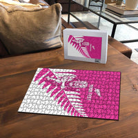 New Zealand Silver Fern Rugby Custom Puzzle Go All Black Maori Pink Version - Polynesian Pride