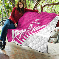 New Zealand Silver Fern Rugby Custom Quilt Go All Black Maori Pink Version