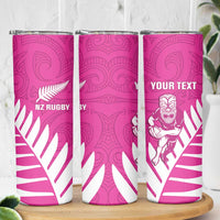 New Zealand Silver Fern Rugby Custom Skinny Tumbler Go All Black Maori Pink Version