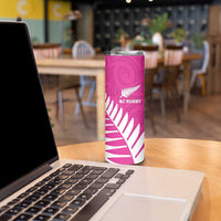 New Zealand Silver Fern Rugby Custom Skinny Tumbler Go All Black Maori Pink Version