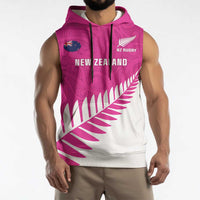 New Zealand Silver Fern Rugby Custom Sleeveless Hoodie Go All Black Maori Pink Version - Polynesian Pride