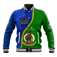 Personalised Vanuatu Malampa Province Baseball Jacket Turtle Sand Drawing Unique Tapa Pattern LT14 Unisex Green - Polynesian Pride