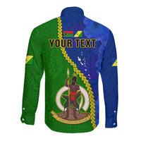 Personalised Vanuatu Malampa Province Long Sleeve Button Shirt Turtle Sand Drawing Unique Tapa Pattern LT14 - Polynesian Pride
