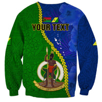 Personalised Vanuatu Malampa Province Sweatshirt Turtle Sand Drawing Unique Tapa Pattern LT14 - Polynesian Pride