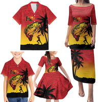 Custom Papua New Guinea Cricket Family Matching Puletasi and Hawaiian Shirt PNG Barramundis - Polynesian Pride