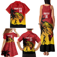 Custom Papua New Guinea Cricket Family Matching Tank Maxi Dress and Hawaiian Shirt PNG Barramundis - Polynesian Pride
