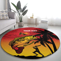 Custom Papua New Guinea Cricket Round Carpet PNG Barramundis - Polynesian Pride