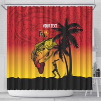Custom Papua New Guinea Cricket Shower Curtain PNG Barramundis - Polynesian Pride