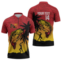 Custom Papua New Guinea Cricket Zipper Polo Shirt PNG Barramundis LT14 - Polynesian Pride