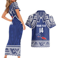 Custom Samoa Cricket Couples Matching Short Sleeve Bodycon Dress and Hawaiian Shirt Go Champions Samoan - Polynesian Pride