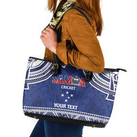 Custom Samoa Cricket Leather Tote Bag Go Champions Samoan LT14 Blue - Polynesian Pride