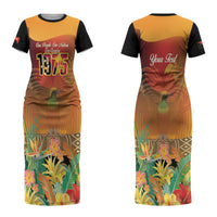 Personalised Papua New Guinea Independence Day Couples Matching Short Sleeve Bodycon Dress and Long Sleeve Button Shirt One People One Nation One Country