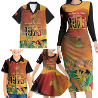 Personalised Papua New Guinea Independence Day Family Matching Long Sleeve Bodycon Dress and Hawaiian Shirt One People One Nation One Country
