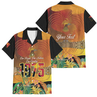 Personalised Papua New Guinea Independence Day Family Matching Off Shoulder Short Dress and Hawaiian Shirt One People One Nation One Country