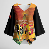 Personalised Papua New Guinea Independence Day Kimono Sleeve Blouse One People One Nation One Country