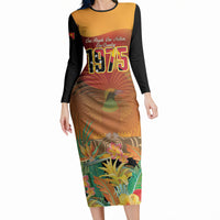 Personalised Papua New Guinea Independence Day Long Sleeve Bodycon Dress One People One Nation One Country