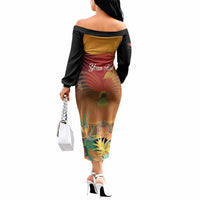 Personalised Papua New Guinea Independence Day Off The Shoulder Long Sleeve Dress One People One Nation One Country